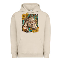 Pigment French Oak appaloosa horse with sunflowers and western background Urban Hoodie - LillyAllenDesigns