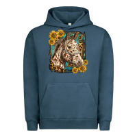 Pigment Midnight Navy appaloosa horse with sunflowers and western background Urban Hoodie - LillyAllenDesigns