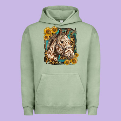 Appaloosa Horse With Sunflowers And Western Background Urban Hoodie Designed By Lillyallendesigns