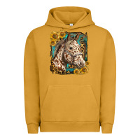 Pigment Peanut Butter appaloosa horse with sunflowers and western background Urban Hoodie - LillyAllenDesigns