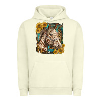 Pigment Pistachio appaloosa horse with sunflowers and western background Urban Hoodie - LillyAllenDesigns
