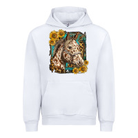 White appaloosa horse with sunflowers and western background Urban Hoodie - LillyAllenDesigns