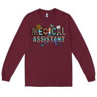 Burgundy medical asistant Long Sleeve Tee - CowhideDigitalArt