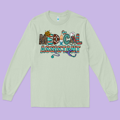 Medical Asistant Long Sleeve Tee Designed By Cowhidedigitalart