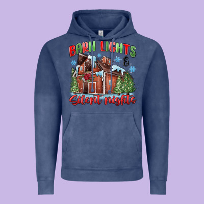 Vintage Hoodie barn lights and silent nights
