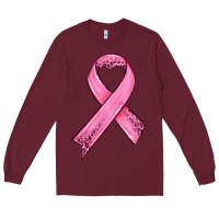 Burgundy pink ribbon Long Sleeve Tee - HRA Design Shop