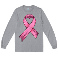Heather Grey pink ribbon Long Sleeve Tee - HRA Design Shop
