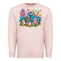 Pale Pink Easter gnomies with truck Premium Sweatshirt - NancyCooperArtShop