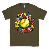 Army Green softball sunflower Classic Tee - HRA Design Shop