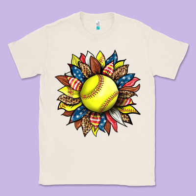 Softball Sunflower Classic Tee Designed By Hra Design Shop