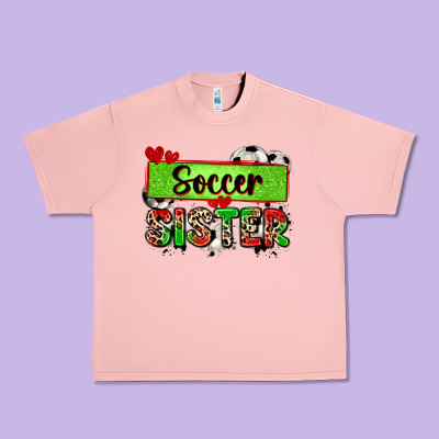 Soccer Sister With Leopard Urban Heavy Tee Designed By Zillion Design Studio