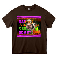 Chocolate Brown eat drink and be scary cow Heavy Core Tee - LillyAllenDesigns