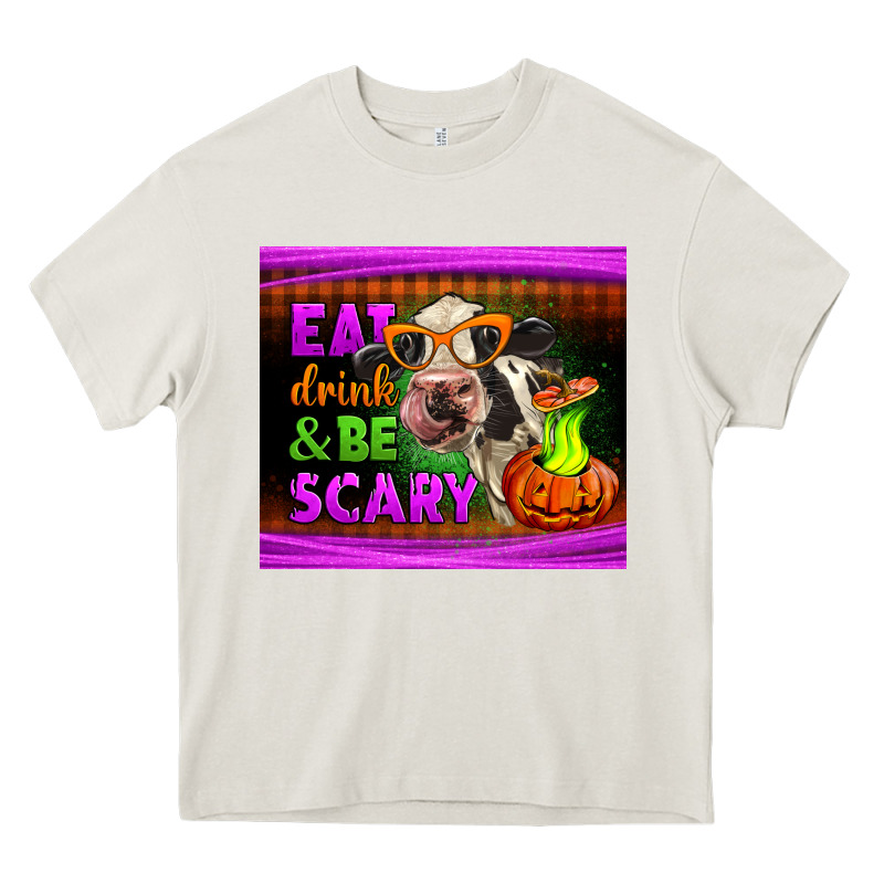 Eat Drink And Be Scary Cow Heavy Core Tee by LillyAllenDesigns | Teevron