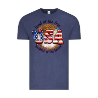 Vintage Denim land of the free usa because of the brave billie w Vintage Tee - texasbilliewilder