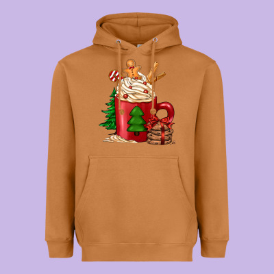 Christmas Coffee Heavyweight Hoodie Designed By Jasminsmagicworld