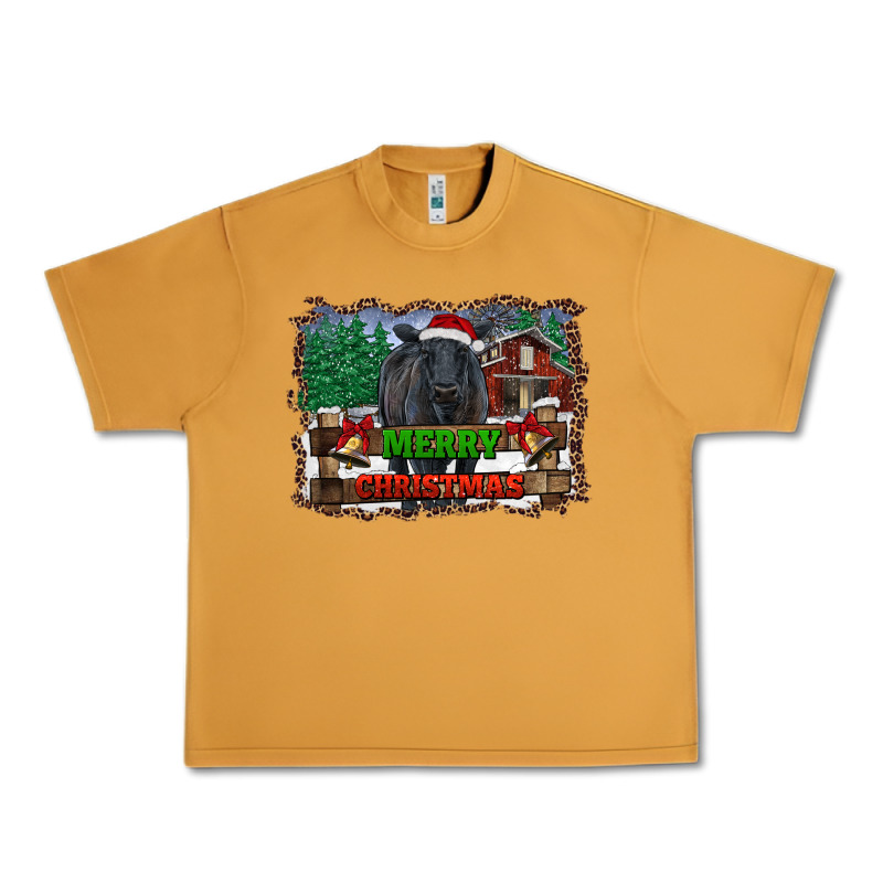 Merry Christmas Black Angus Cattle And Farm Urban Heavy Tee by RanaPortraitStore | Teevron