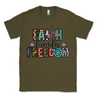 Army Green faith family freedom Classic Tee - CowhideDigitalArt