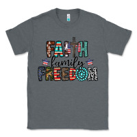 Charcoal Heather faith family freedom Classic Tee - CowhideDigitalArt