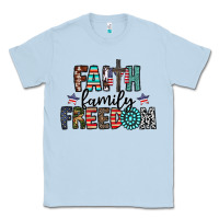 Dusty Blue faith family freedom Classic Tee - CowhideDigitalArt