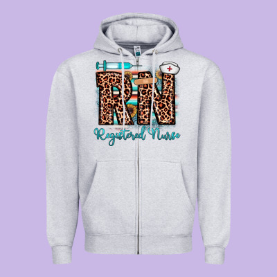 Rn Registered Nurse Zipper Hoodie Designed By Jahusdesignshop