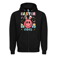 Black easter vibes smiley face Zipper Hoodie - Artiststas