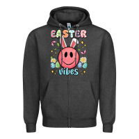 Charcoal Heather easter vibes smiley face Zipper Hoodie - Artiststas
