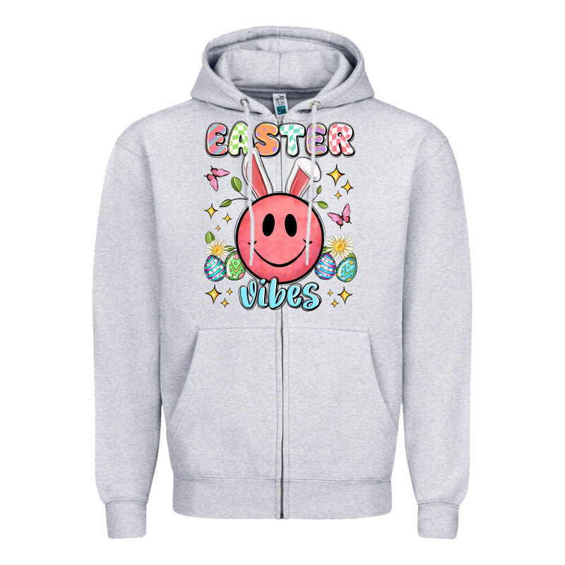 Easter Vibes Smiley Face Zipper Hoodie by Artiststas | Teevron