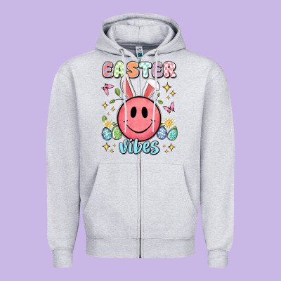 Easter Vibes Smiley Face Zipper Hoodie Designed By Artiststas