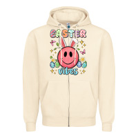 Sandshell easter vibes smiley face Zipper Hoodie - Artiststas