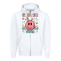 White easter vibes smiley face Zipper Hoodie - Artiststas