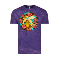 Cloud Purple banana and strawberries with tiger pattern Vintage Tee - BarkalooDesign