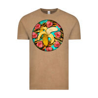 Vintage Coffee banana and strawberries with tiger pattern Vintage Tee - BarkalooDesign