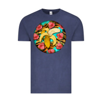 Vintage Denim banana and strawberries with tiger pattern Vintage Tee - BarkalooDesign