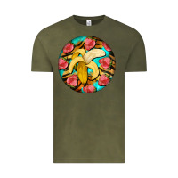 Vintage Olive banana and strawberries with tiger pattern Vintage Tee - BarkalooDesign