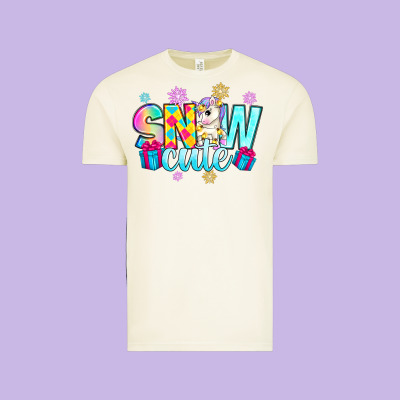 Vintage Tee snow cute with unicorn