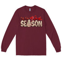Burgundy tis the season with christmas cake Long Sleeve Tee - AdoDesignShop