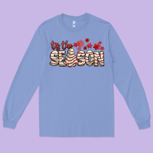 Tis The Season With Christmas Cake Long Sleeve Tee Designed By Adodesignshop