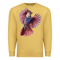Antique Gold Flying Northern Cardinal Bird Premium Sweatshirt - LillyAllenDesigns