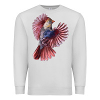 Dove Grey Flying Northern Cardinal Bird Premium Sweatshirt - LillyAllenDesigns