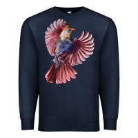 Navy Flying Northern Cardinal Bird Premium Sweatshirt - LillyAllenDesigns