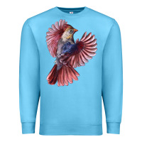 Ocean Blue Flying Northern Cardinal Bird Premium Sweatshirt - LillyAllenDesigns