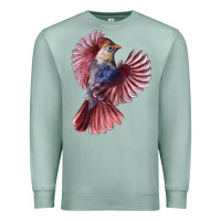 Seafoam Flying Northern Cardinal Bird Premium Sweatshirt - LillyAllenDesigns