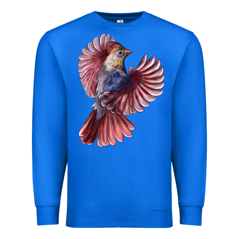 Flying Northern Cardinal Bird Premium Sweatshirt by LillyAllenDesigns | Teevron