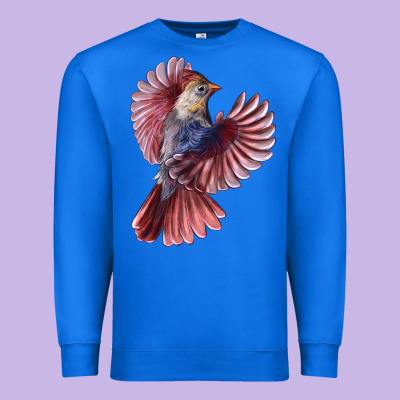 Flying Northern Cardinal Bird Premium Sweatshirt Designed By Lillyallendesigns