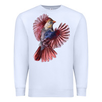 White Flying Northern Cardinal Bird Premium Sweatshirt - LillyAllenDesigns