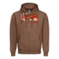 Chestnut peace love strawberry Zipper Hoodie - Artiststas