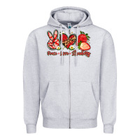 Heather Grey peace love strawberry Zipper Hoodie - Artiststas