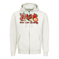 Oatmeal Heather peace love strawberry Zipper Hoodie - Artiststas