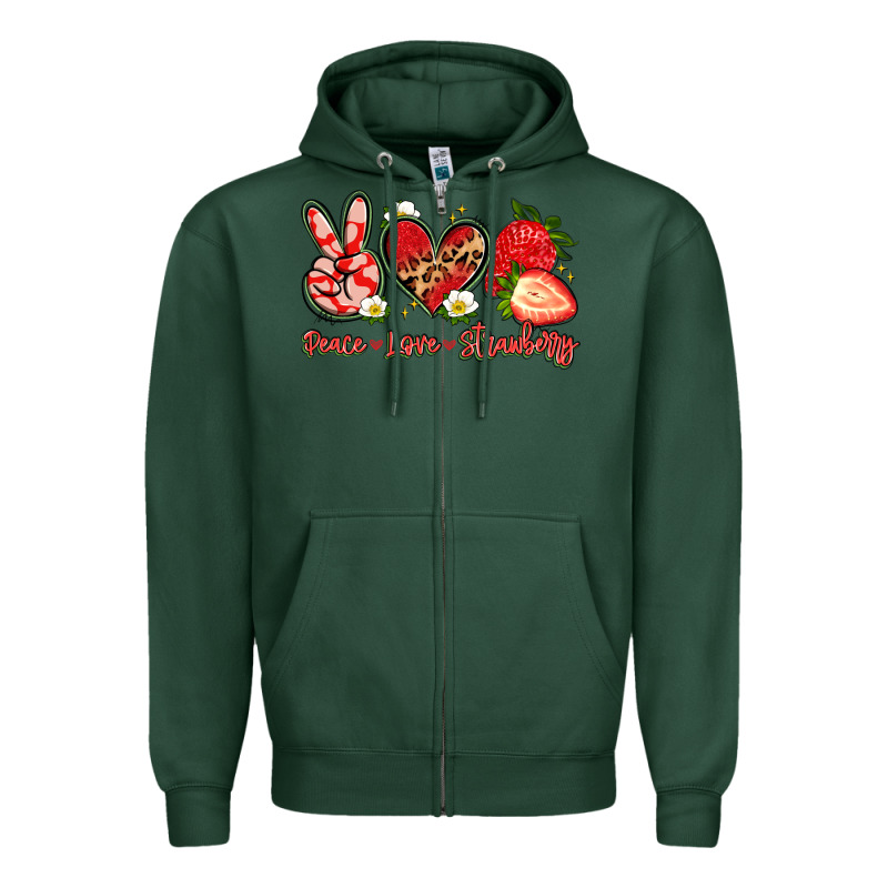 Peace Love Strawberry Zipper Hoodie by Artiststas | Teevron