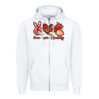 White peace love strawberry Zipper Hoodie - Artiststas